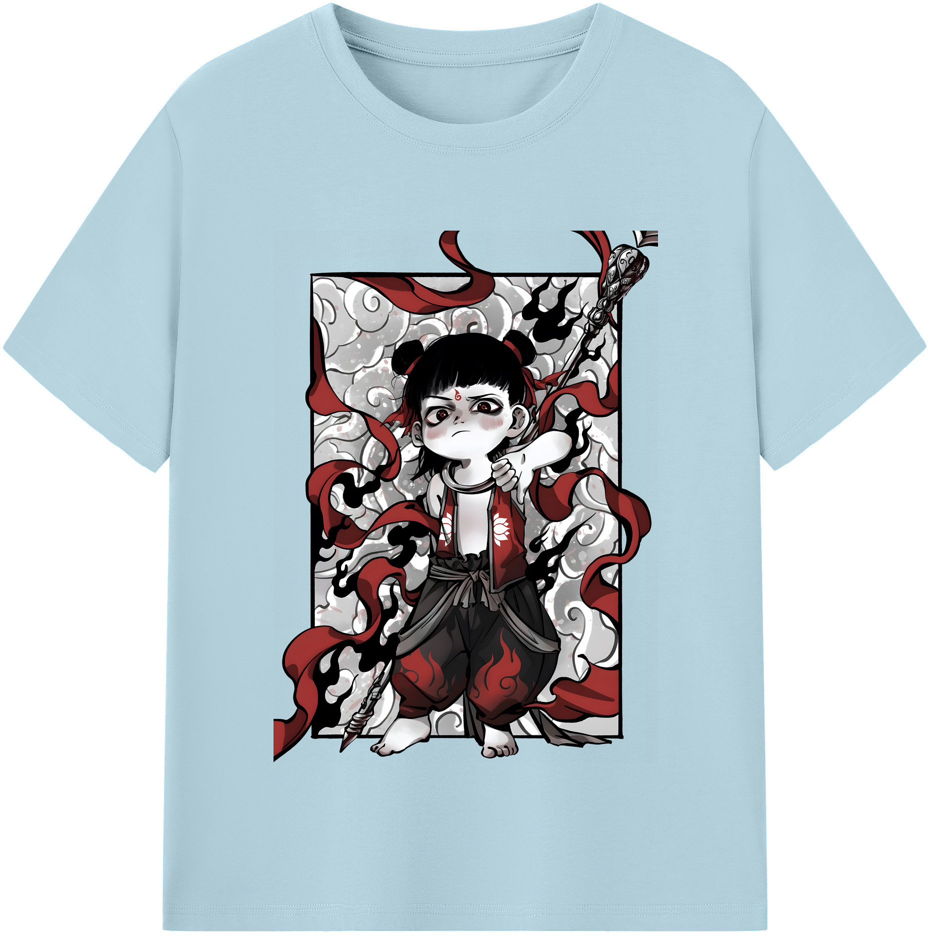 （画像用） Ne Zha 2 ナタ 魔童の大暴れ 綿100％半袖Tシャツ（フロントプリント）